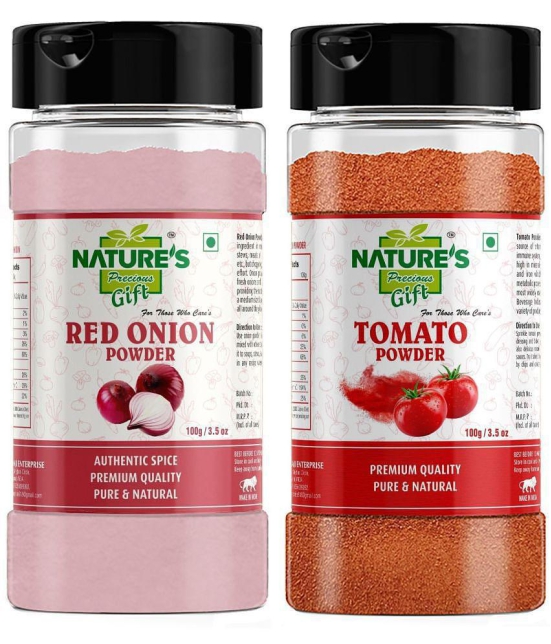 Natures Gift Red Onion Powder & Tomato Powder - Spray-Dried | Ready to Use - 100 Gm Each (Super Saver Combo) Powder 200 gm Pack of 2