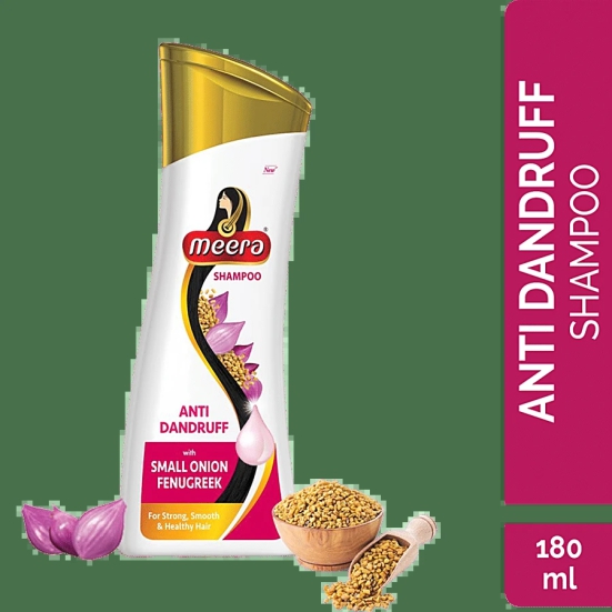 Meera Anti Dandruff Shampoo, With Small Onion And Fenugreek, 180 ml