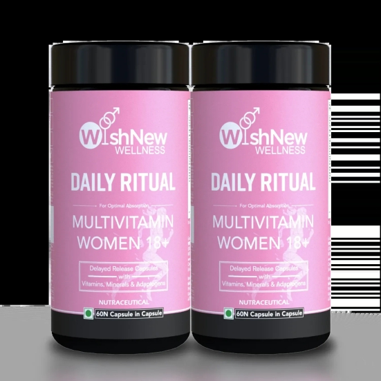 WishNew Wellness Daily Ritual Womens Multivitamin 18+ | Complete 36-Nutrient Formula for Optimal Health & Vitality | Supports PMS, UTI Care | 60 Non-GMO Delayed Release Capsules for Your Wellbei