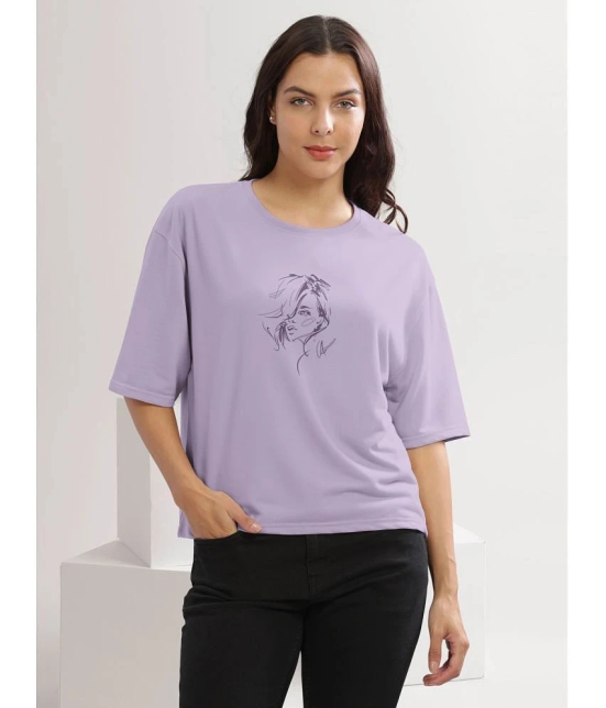 HELLCAT Lavender Cotton Blend Loose Fit Womens T-Shirt ( Pack of 1 ) - None