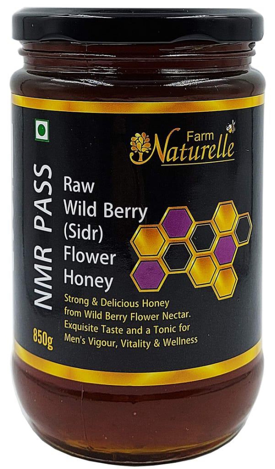 Farm Naturelle-Raw, 100% Natural (NMR Tested, Pass, Certified) Wild Berry (Sidr) Flower Honey(850Gram) Glass Bottle.