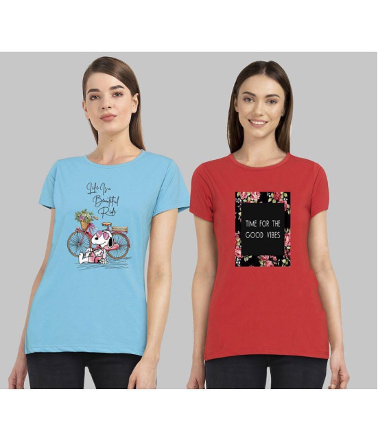 CHOZI - Multi Color Cotton Regular Fit Women's T-Shirt ( Pack of 2 ) - None