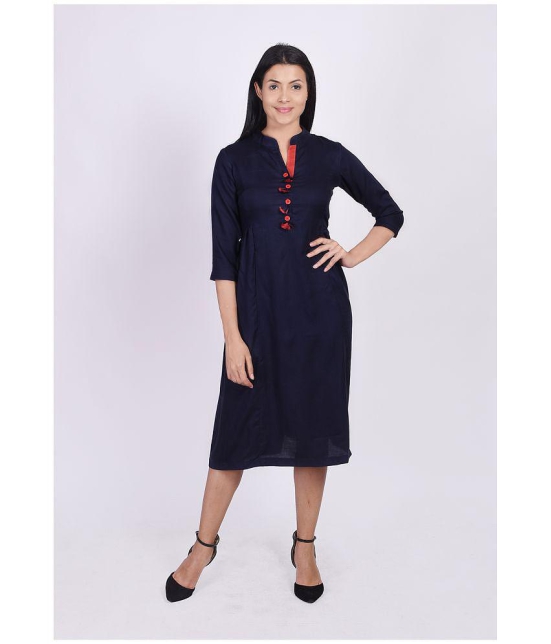 FabbibaPrints - Navy Rayon Women's A-line Kurti ( Pack of 1 ) - None