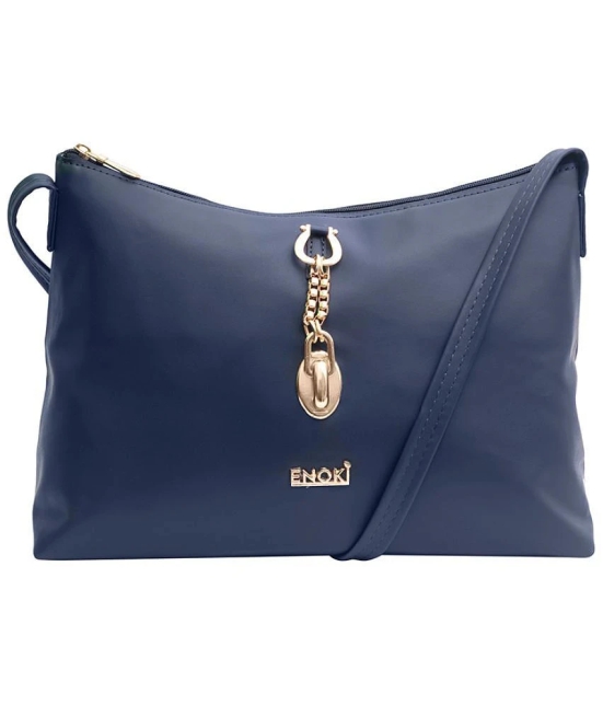 Enoki - Blue Faux Leather Hobo Bag - Blue