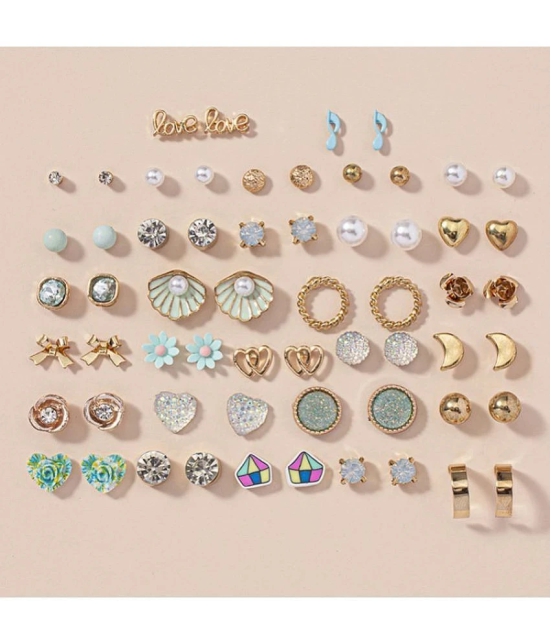 FASHION FRILL Golden Stud Earrings ( More Than 10 ) - Golden