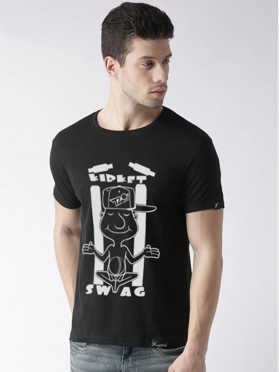 Young Trendz Bio-Wash Cotton Half Sleeve T20SWAG Graphic Printed BLACK T-Shirt-BLACK / X Large / 100% Bio Wash Cotton