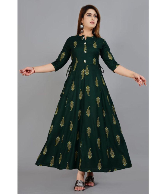 Smien - Green Rayon Womens Flared Kurti ( Pack of 1 ) - None