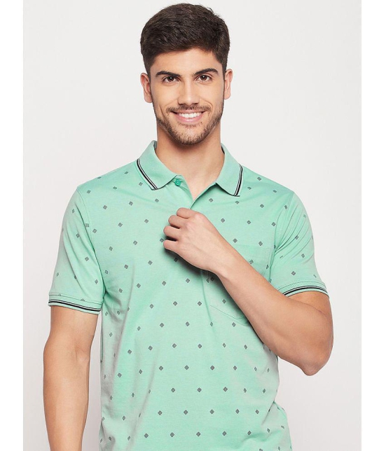 UNIBERRY Cotton Blend Regular Fit Printed Half Sleeves Mens Polo T Shirt - Mint Green ( Pack of 1 ) - None