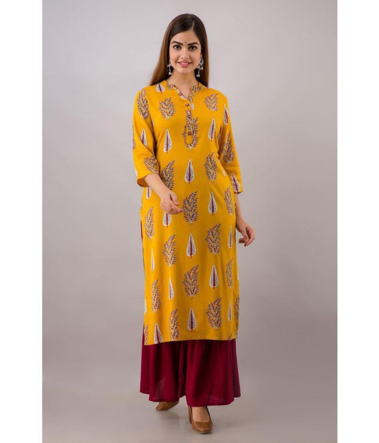 MAUKA - Yellow Straight Rayon Womens Stitched Salwar Suit ( Pack of 1 ) - None