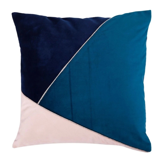 Luxury Velvet Color Block Cushion Cover - 16” x 16”