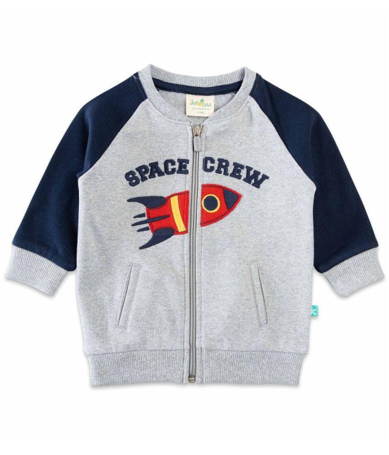 JusCubs Boys Cotton Lycra Infants Embroidered Sweatshirt - GREY (Pack of 1) - None