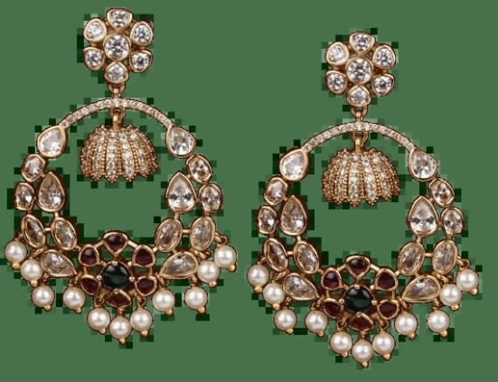  Stunning Kundan and Pearl Drop Earrings with Ruby and Emerald Accents