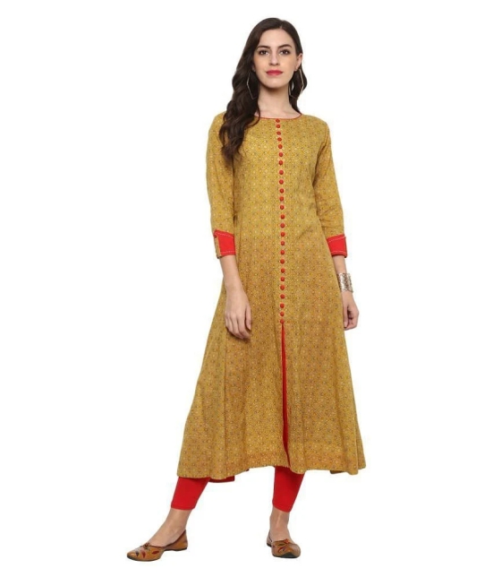 Yash Gallery Yellow Cotton Anarkali Kurti - XXL