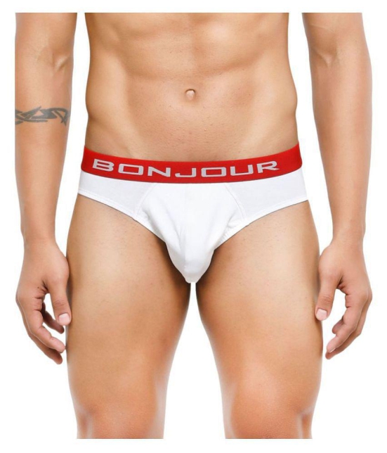 Bonjour - White Cotton Blend Mens Briefs ( Pack of 1 ) - XXL