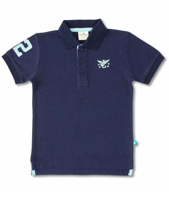 Juscubs - Navy Blue Cotton Blend Boy's Polo T-Shirt ( Pack of 1 ) - None