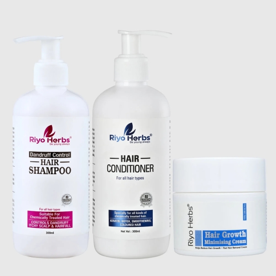 Hair Growth Minimizing Cream, Dandruff Control Shampoo & Hair Conditioner Combo