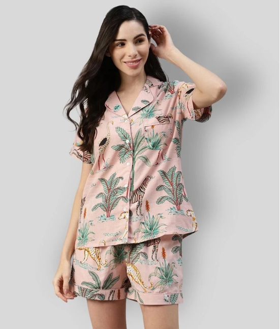 Divena - Pink Cotton Womens Nightwear Nightsuit Sets ( Pack of 1 ) - None