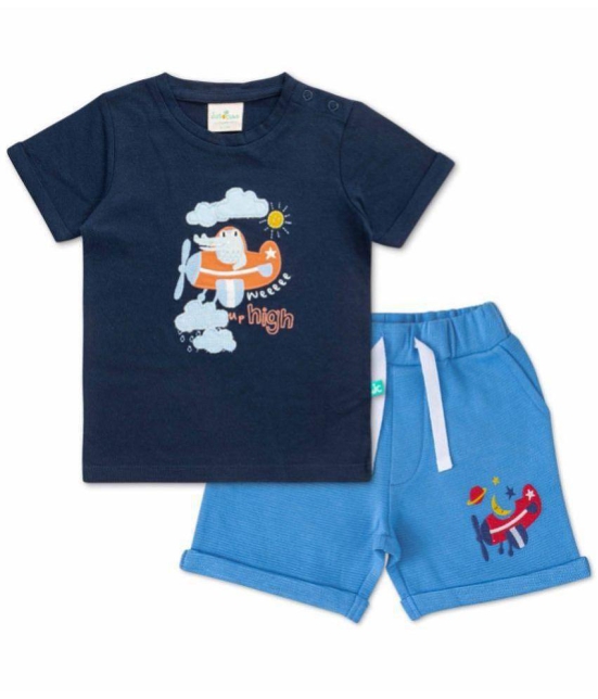 Juscubs Blue Cotton Baby Boy T-Shirt & Shorts ( Pack of 1 ) - None