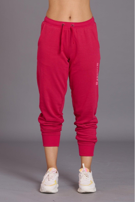 Sinner Printed Pink Cotton Joggers for Women