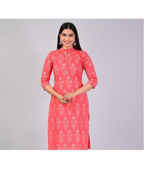 MAUKA Rayon Printed Straight Womens Kurti - Pink ( Pack of 1 ) - None