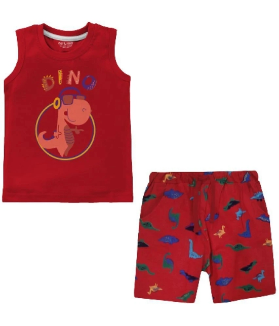 NammaBaby - Red Cotton Boys T-Shirt & Shorts ( Pack of 1 ) - None