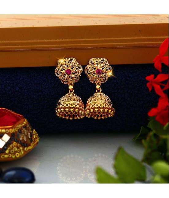 VIVASTRI Golden Jhumki Earrings ( Pack of 1 ) - Golden