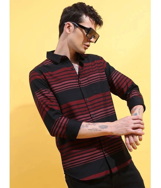 Ketch Cotton Blend Regular Fit Striped Full Sleeves Mens Casual Shirt - Red ( Pack of 1 ) - None