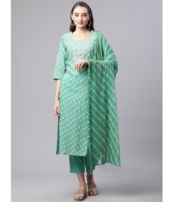 Divena - Green Straight Chanderi Women's Stitched Salwar Suit ( Pack of 1 ) - None