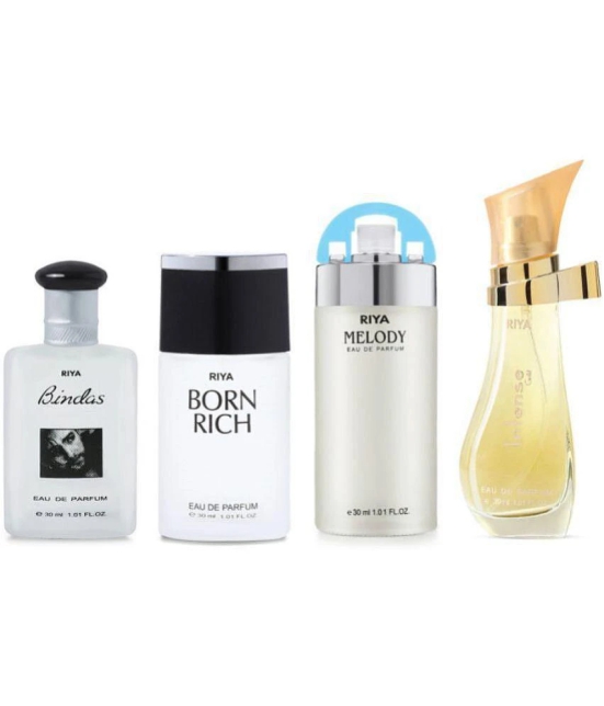 Riya Bindas, Born Rich, Melody & Intense Gold Eau De Parfum (EDP) For Unisex 120 ( Pack of 4 )