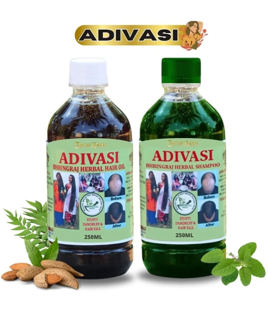 Adivasi Bhringraj Natural Hair Growth Herbal Hair Oil and Shampoo Combo (250ml)Pack of 2