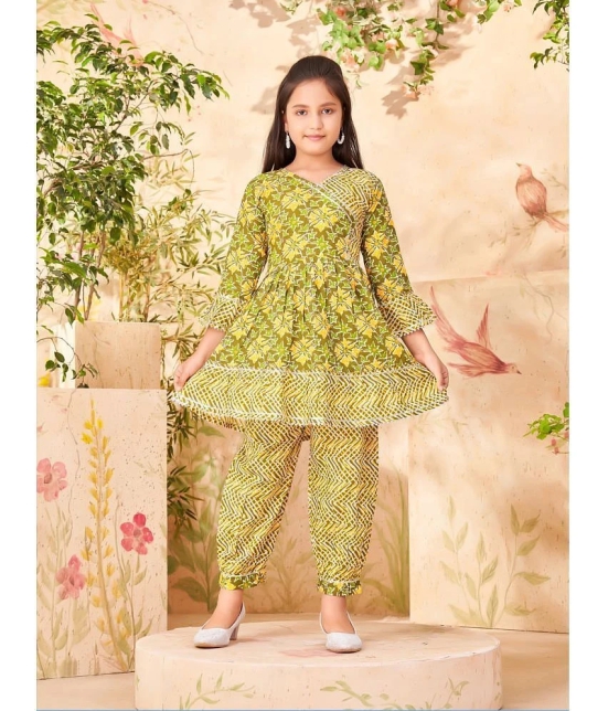 Aarika Green Cotton Girls Patiala Kurta Set ( Pack of 1 ) - None