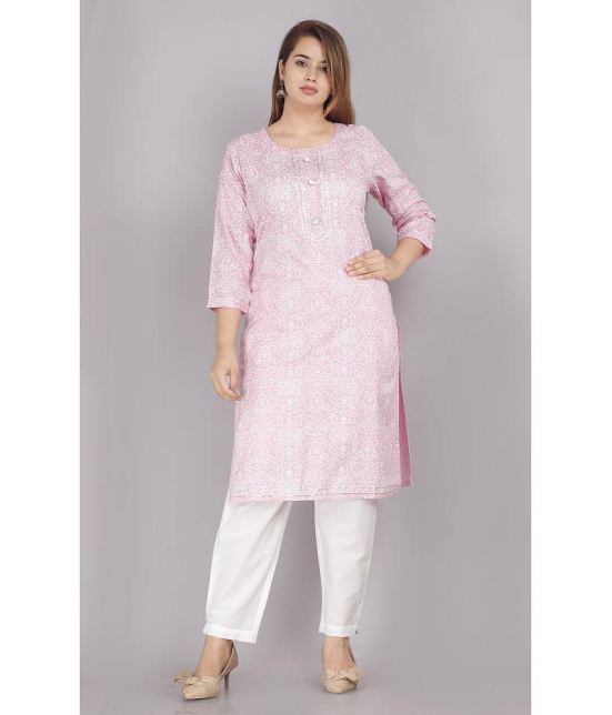 JC4U - Pink Cotton Women's Straight Kurti ( Pack of 1 ) - None