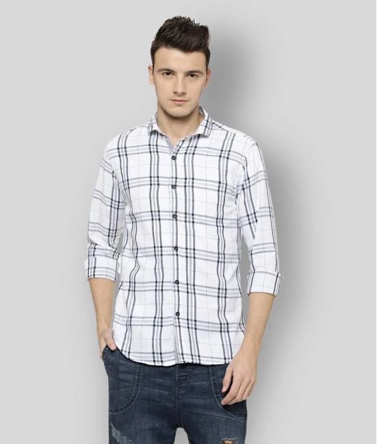 Campus Sutra Cotton Regular Fit Checks Full Sleeves Mens Casual Shirt - White ( Pack of 1 ) - None