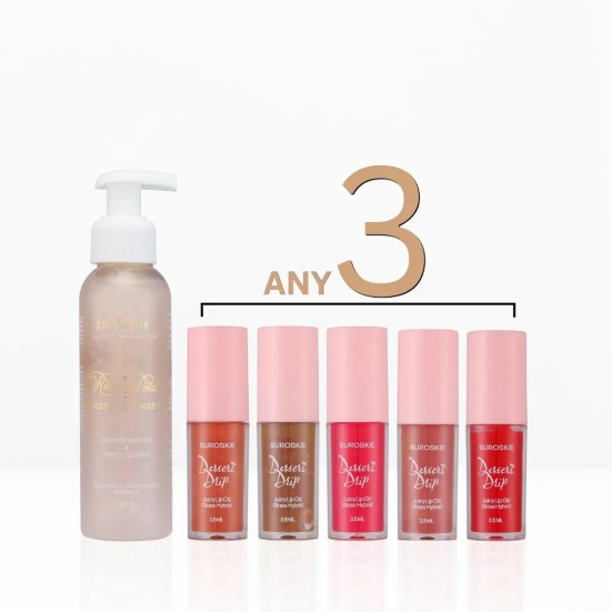 Rose Cleanser + Lip oils Pack of Three