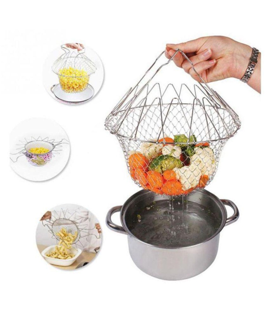 Hi-lee Chef Basket Cooker Strainer 12 In 1 Kitchen Tool Cooks Net - Flexible Kitchen Helper Kitchen Tool - Stainless Steel