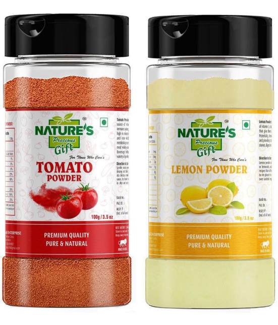 Natures Gift Tomato Powder & Lemon Powder - 100 gm Each / 3.5 Oz Spice Jar - Spray-Dried | Ready to Use Powder 200 gm Pack of 2