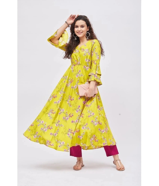 Tissu - Green Rayon Womens Anarkali Kurti ( Pack of 1 ) - None