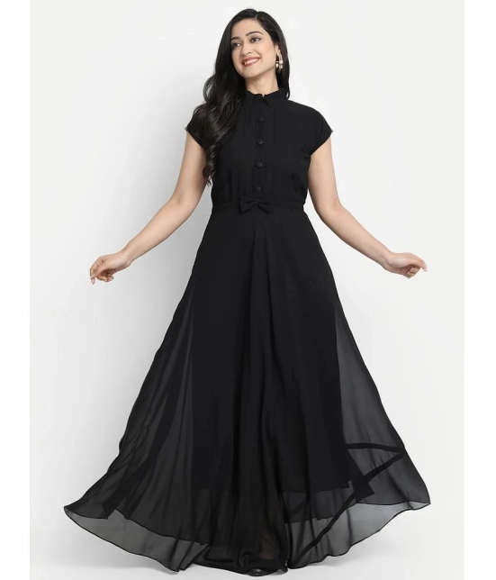 JASH CREATION Georgette Solid Full Length Womens Gown - Black ( Pack of 1 ) - None