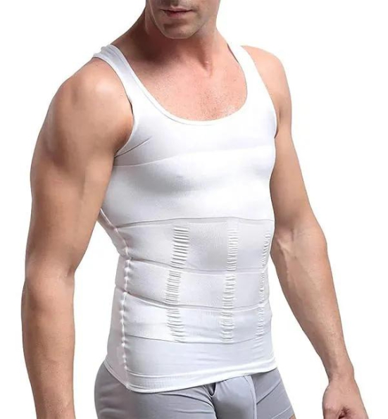 SlimO''fit?? -  Everyday  Slimming Tummy Abdomen & Chest Shapewear Shaper Vest/Men''s Undershirt Vest to Look Slim Instantly (White)-XXL