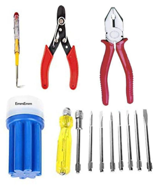 EmmEmm-4 Hand Tool Kit/Set Combo (Combination Plier 8-inch, Wirecutter 5.5