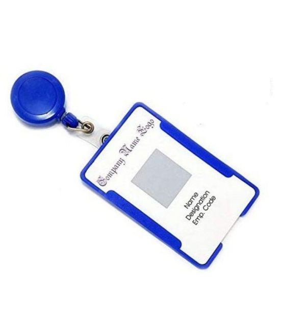 Plastic ID Badge Holder & Retractable Carabineer Reel Clip Lanyard