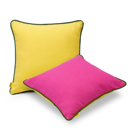 Reversible Cord Cushion Cover | SET OF 2 Pink-Yellow