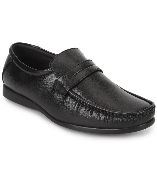 UrbanMark Men Ultimate Comfort Faux Leather Easy Slip-On Formal Shoes without Lace - Black - None