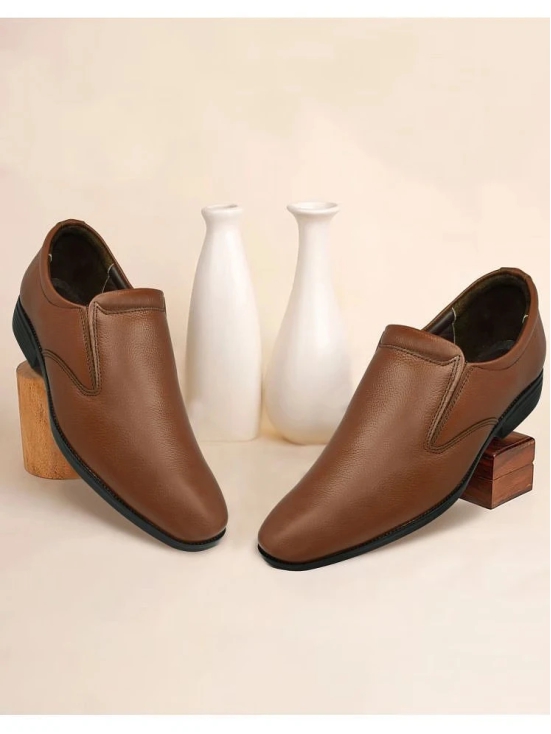 Ajanta Tan Mens Slip On Formal Shoes - None