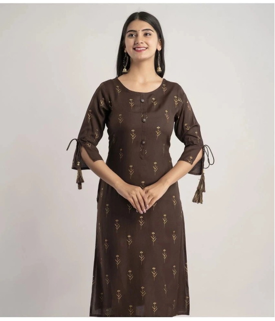 MAUKA - Brown Rayon Womens Straight Kurti ( Pack of 1 ) - None