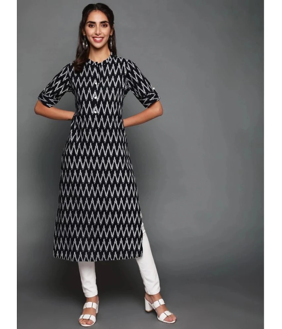 Antaran Cotton Striped Straight Womens Kurti - Black ( Pack of 1 ) - None