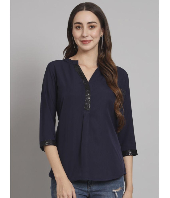 Curvydrobe Navy Blue Crepe Women's A-Line Top ( Pack of 1 ) - None