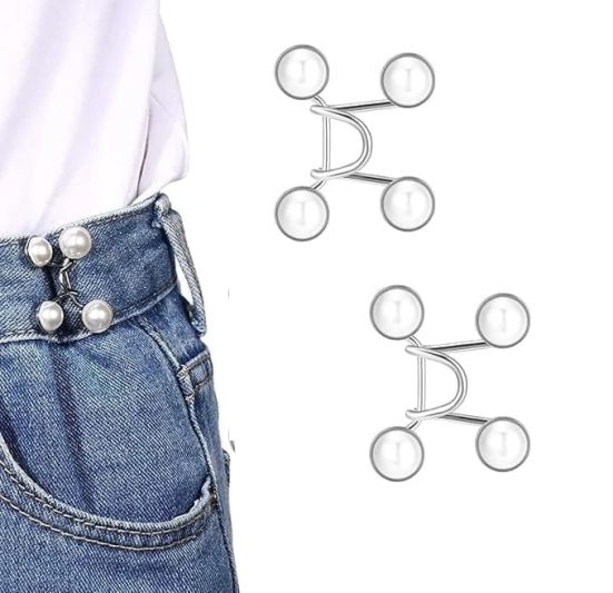 KIT & CO Pant Waist Tightener Instant Jean Buttons for Loose Jeans Pants Clips for Waist Detachable Jean Buttons Pins No Sewing Waistband Tightener