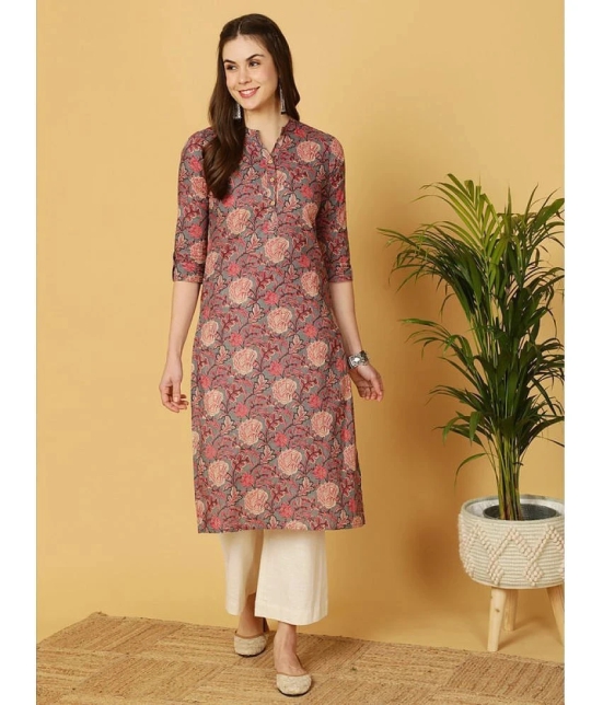 Antaran Cotton Printed Straight Womens Kurti - Grey ( Pack of 1 ) - None