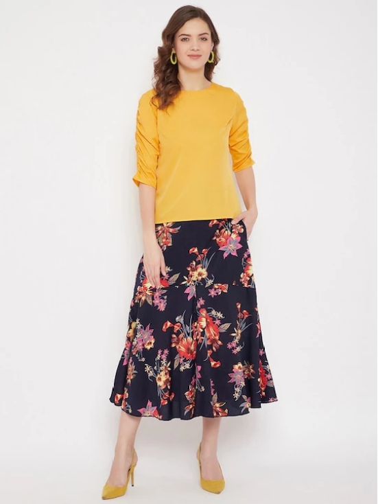 Women Yellow & Navy Blue Top with Skirt